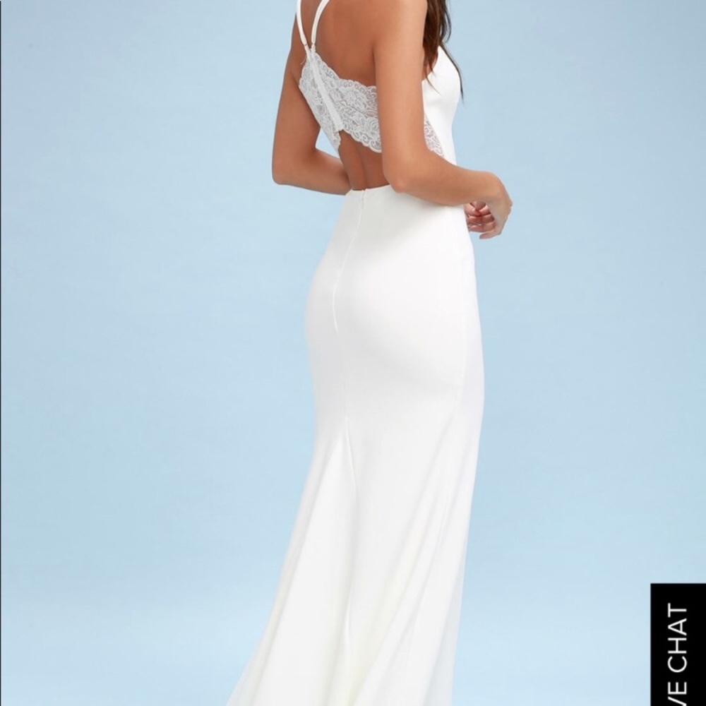 Lulus white maxi dress gown NWT